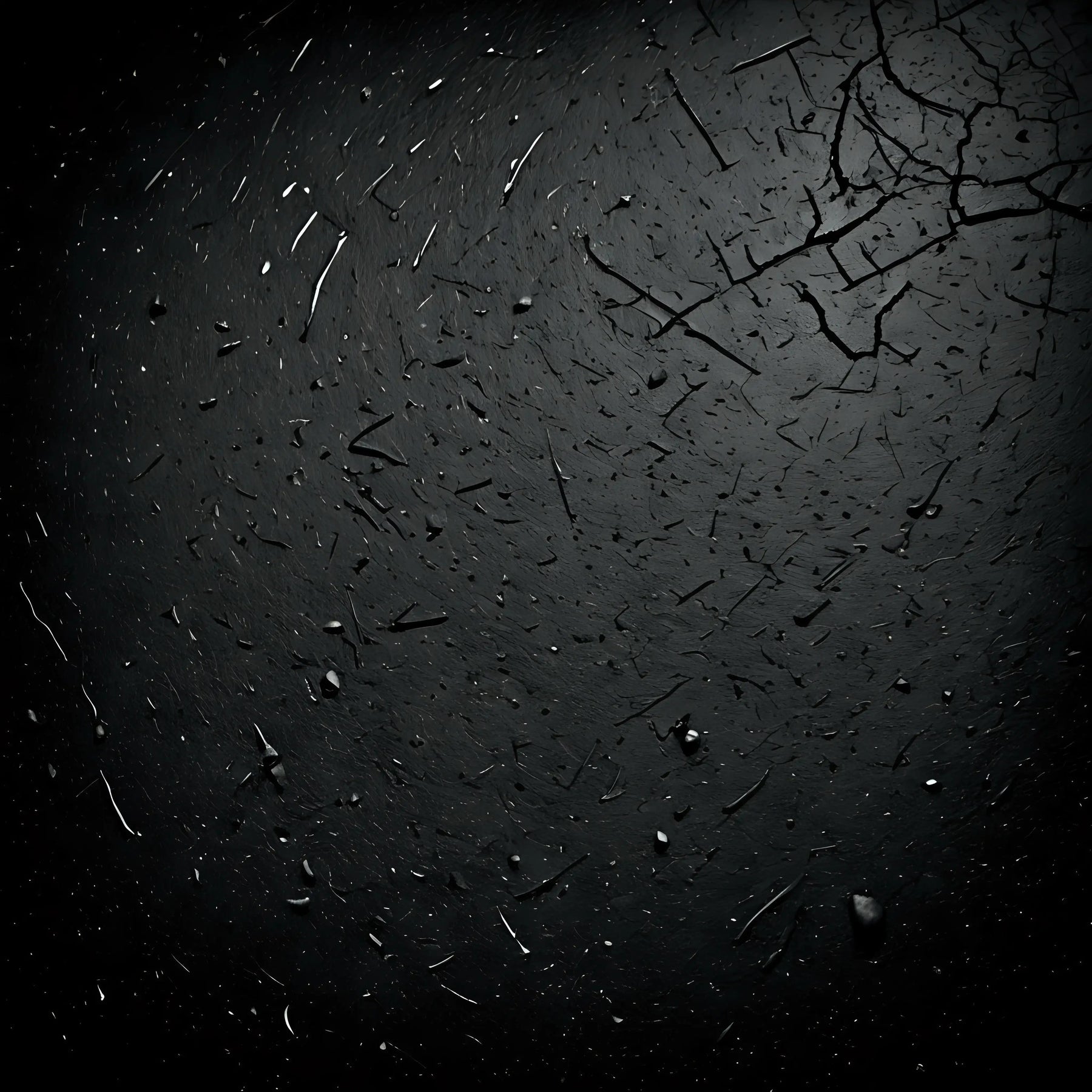 Dark cracked surface with scattered debris, textured background for Black Friday discount sale