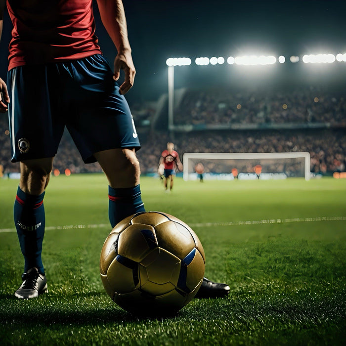 An image of a man about to kick a golden football. Euro 2024 - Little and Giant Explorers