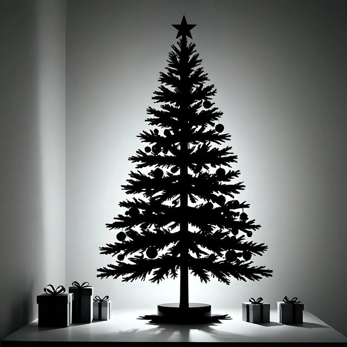 An image of a black and white Christmas tree - Blog on joining us on our 1st Christmas with Little and Giant Explorers