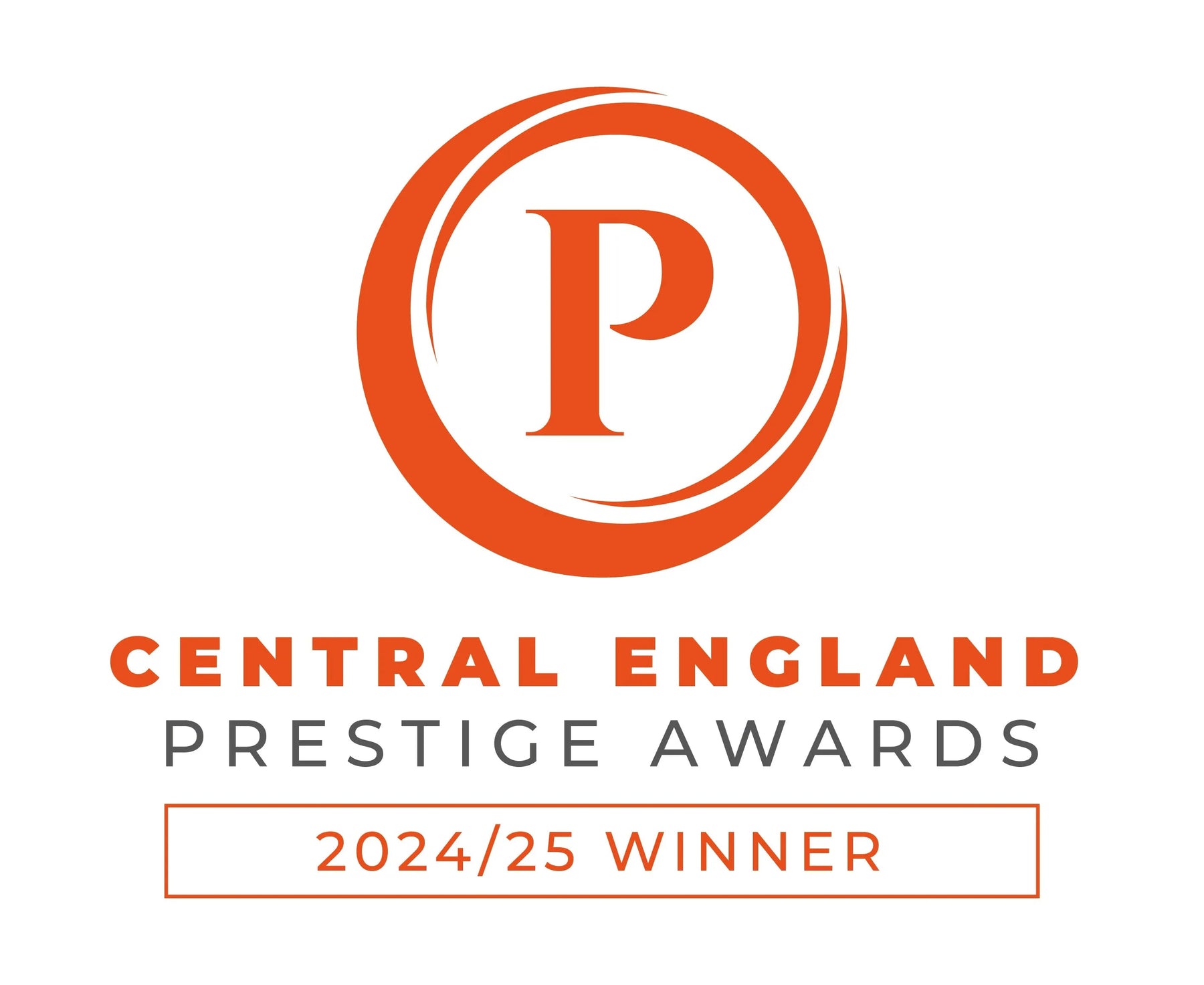 Central England Prestige Awards 2024/25 Winner orange logo on white background