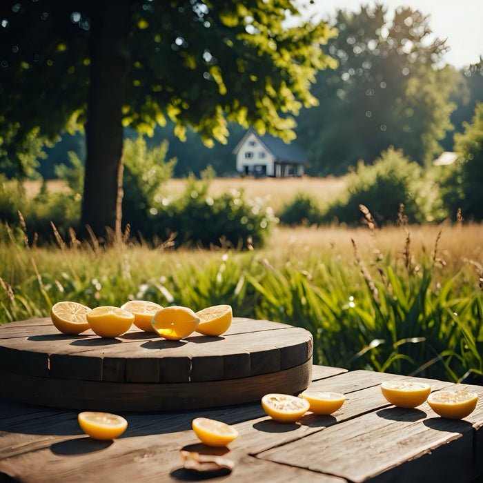 An image of some cut lemons in a field with the sun shining. Summer Sales at Little and Giant Explorers - Little and Giant Explorers