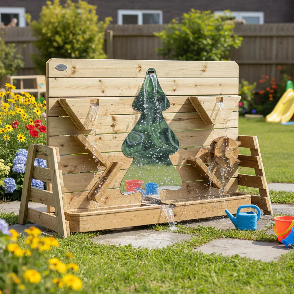 Sand and Water Play Wall in a plush garden | Little and Giant Explorers