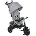 Gray baby stroller with canopy on a white background