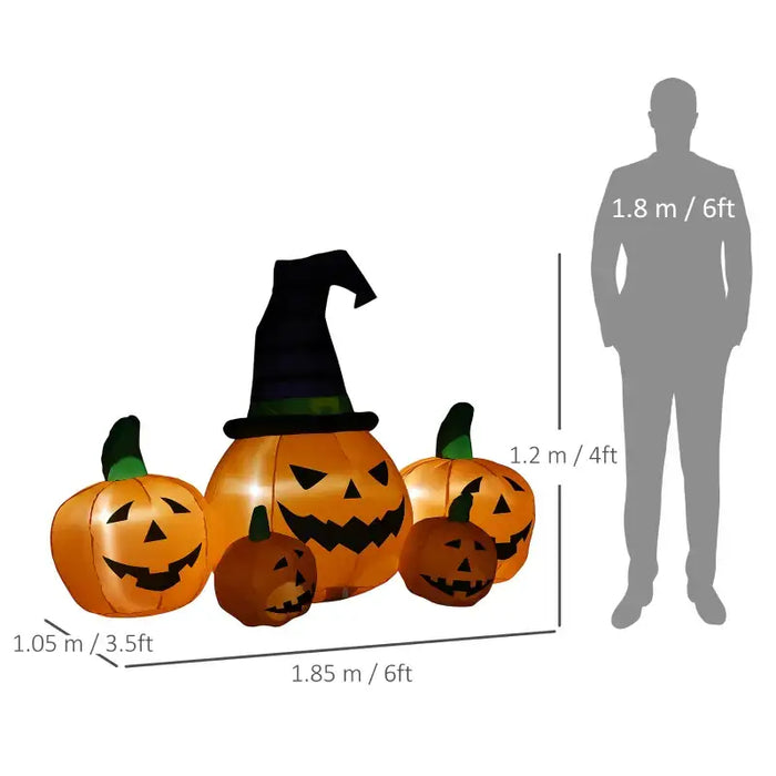 1.2m Inflatable Halloween Pumpkin Family | LED Lights and Weather-Resistant Polyester OUTSUNNY - Little and Giant Explorers Outsunny