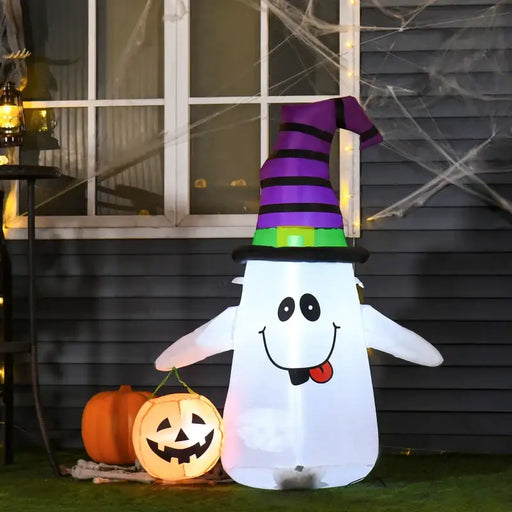 1.2m Inflatable Witch Ghost with Pumpkin Lantern | LED Lights and Weather-Resistant Polyester HOMCOM - Little and Giant Explorers HOMCOM