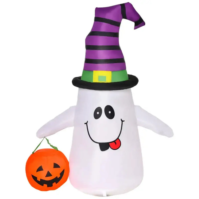 1.2m Inflatable Witch Ghost with Pumpkin Lantern | LED Lights and Weather-Resistant Polyester HOMCOM - Little and Giant Explorers HOMCOM