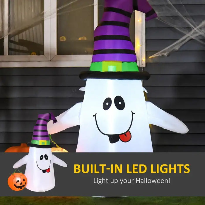 1.2m Inflatable Witch Ghost with Pumpkin Lantern | LED Lights and Weather-Resistant Polyester HOMCOM - Little and Giant Explorers HOMCOM