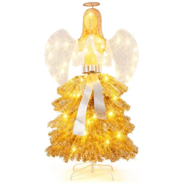 1.57m Christmas Illuminated Angel Tree - Hands Clasped | 150 Warm White LED Lights COSTWAY - Little and Giant Explorers Costway