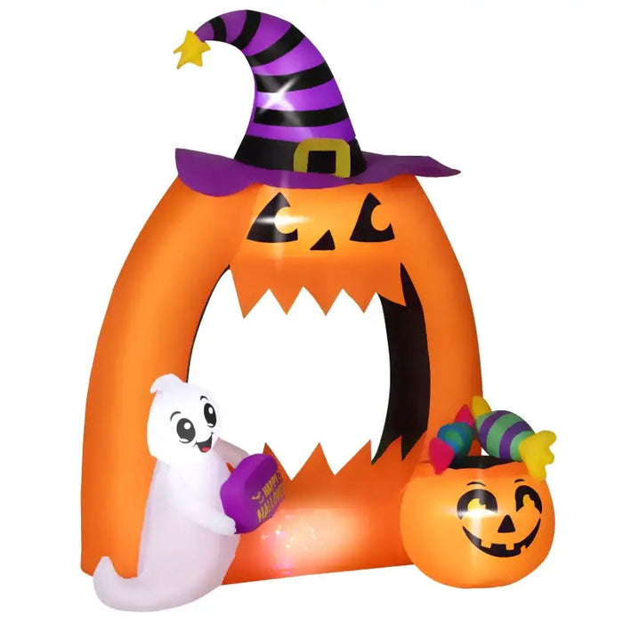 1.5m Halloween Inflatable Pumpkin Archway with Ghost | LED Lights - Outdoor Decoration OUTSUNNY - Little and Giant Explorers Outsunny