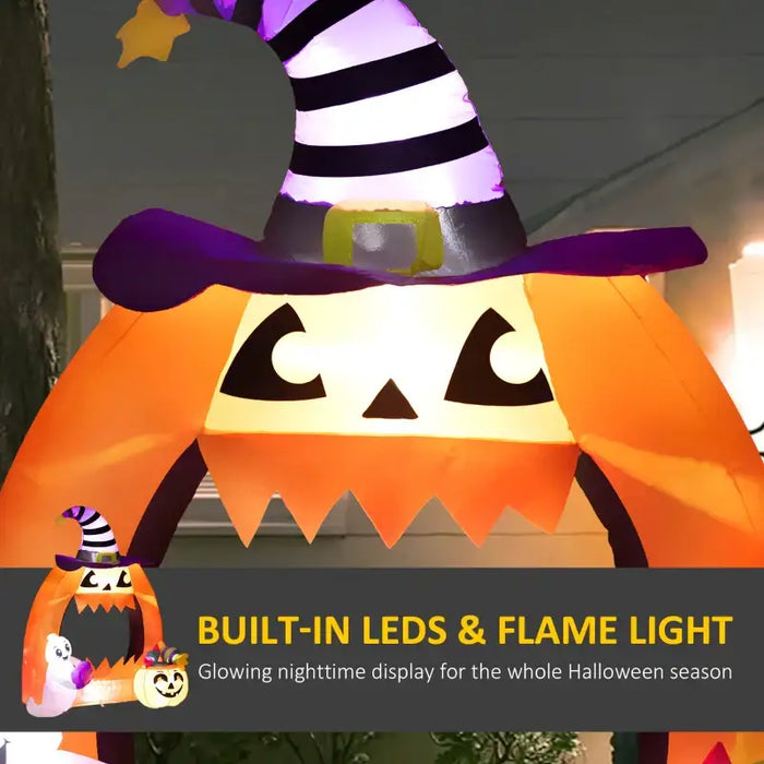 1.5m Halloween Inflatable Pumpkin Archway with Ghost | LED Lights - Outdoor Decoration OUTSUNNY - Little and Giant Explorers Outsunny