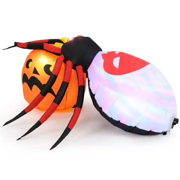 1.5m Inflatable Halloween Spider and Pumpkin | LED, Flashing Eyes and Rotating Light COSTWAY - Little and Giant Explorers Costway