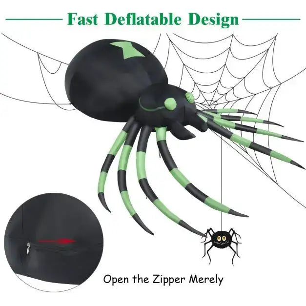1.8m Halloween Inflatable Spider - Giant Design | LED Lights and Self-Inflating COSTWAY - Little and Giant Explorers Costway