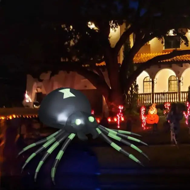 1.8m Halloween Inflatable Spider - Giant Design | LED Lights and Self-Inflating COSTWAY - Little and Giant Explorers Costway
