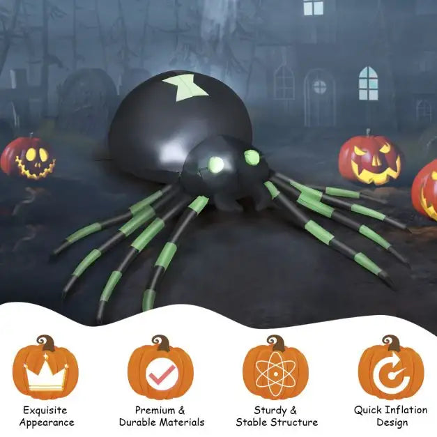 1.8m Halloween Inflatable Spider - Giant Design | LED Lights and Self-Inflating COSTWAY - Little and Giant Explorers Costway