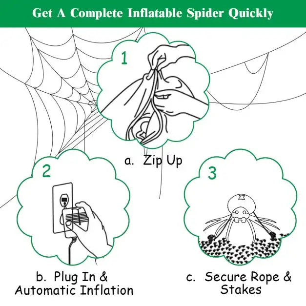 1.8m Halloween Inflatable Spider - Giant Design | LED Lights and Self-Inflating COSTWAY - Little and Giant Explorers Costway