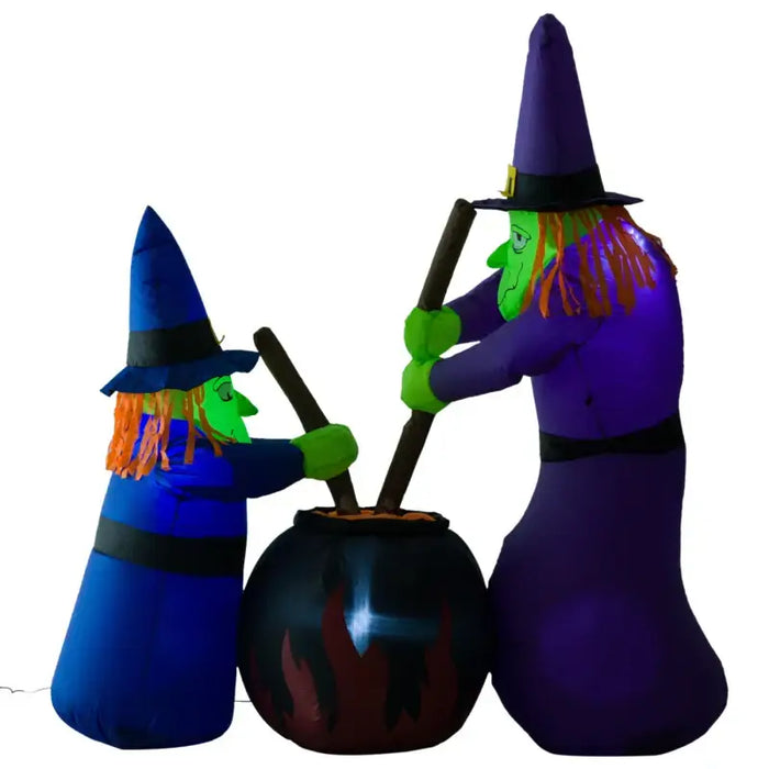 1.8m Halloween Inflatable Witches with Cauldron | LED Lights - Outdoor Decoration HOMCOM - Little and Giant Explorers HOMCOM