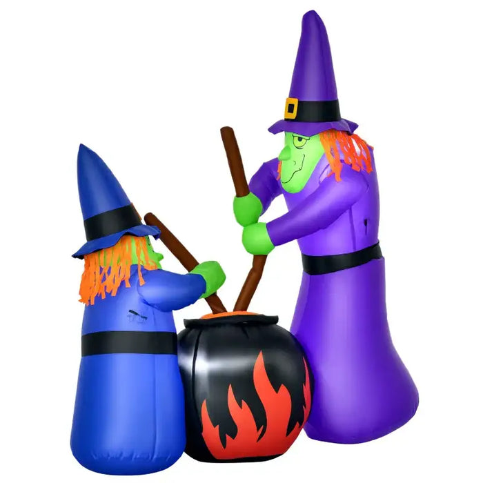 1.8m Halloween Inflatable Witches with Cauldron | LED Lights - Outdoor Decoration HOMCOM - Little and Giant Explorers HOMCOM