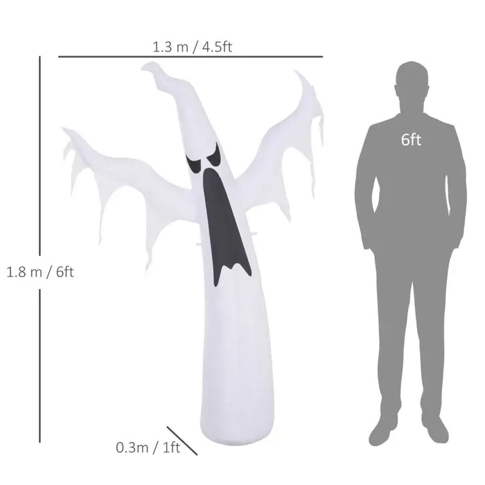1.8m Inflatable Halloween Ghost | LED Lights - Indoor and Outdoor Decoration HOMCOM - Little and Giant Explorers HOMCOM