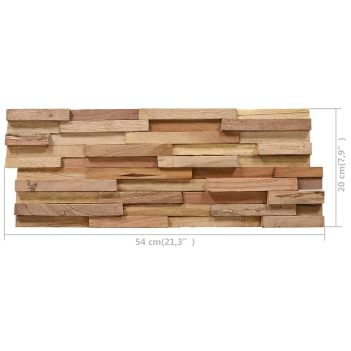 10 3D Wall Cladding Panels in Solid Teak Wood 1.08m² - Little and Giant Explorers vidaXL