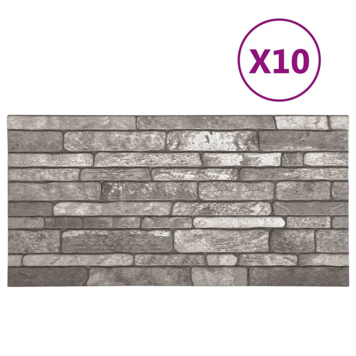 10 3D Wall Panels with Dark Grey Brick Design - Little and Giant Explorers vidaXL