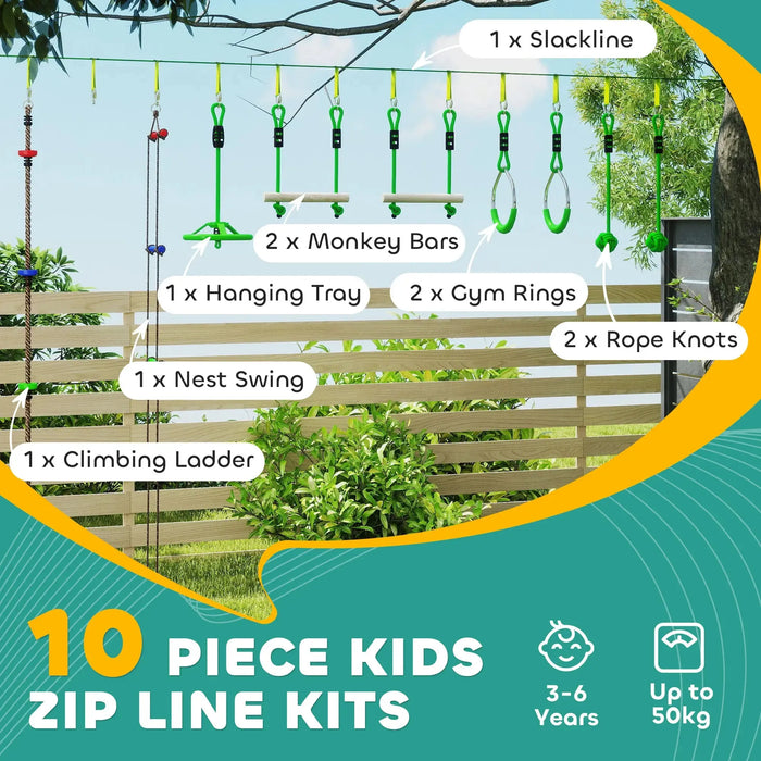 10-Piece Slackline Kit for Kids with Monkey Bars - Little and Giant Explorers AIYAPLAY