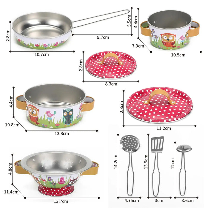10-Piece Tin Kitchenware Set with Carry Case - Animals | Pretend Cooking Pots, Pans and Utensils SOKA® - Little and Giant Explorers SOKA Play Imagine Learn