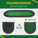 Folding oval poker table mat with green felt, cup holders, and carry bag, portable design