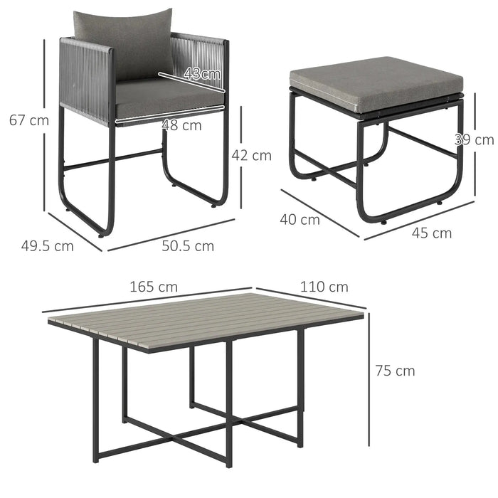 10 Seater Rattan Cube Garden Furniture Set in Grey - Little and Giant Explorers Outsunny