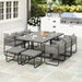 10 Seater Rattan Cube Garden Furniture Set in Grey - Little and Giant Explorers Outsunny