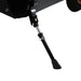 Close-up of 1000W electric scooter kickstand with spring, black frame and tire