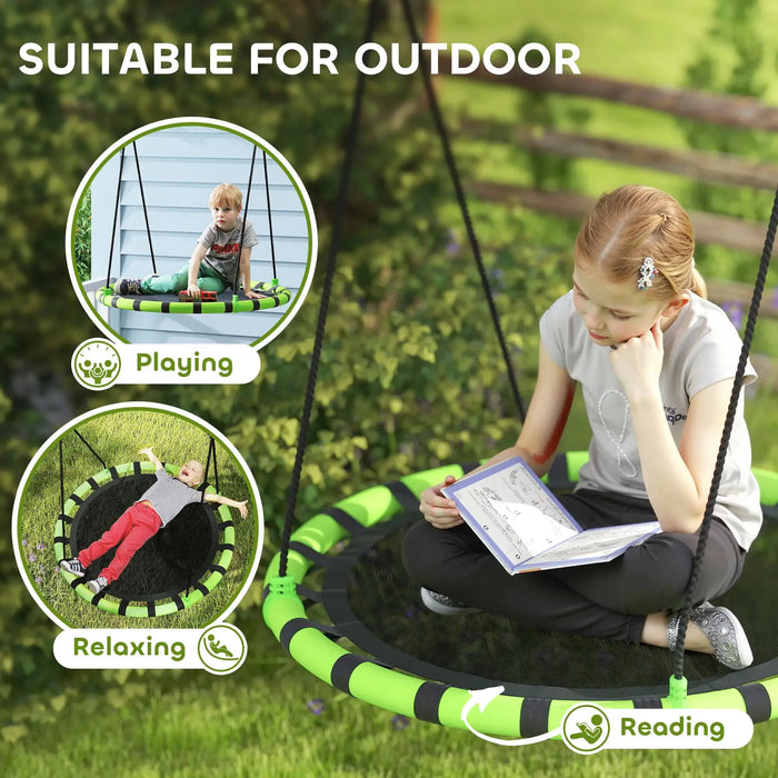 100cm Diameter Kid Nest Swing Seat in Green and Black - Little and Giant Explorers AIYAPLAY