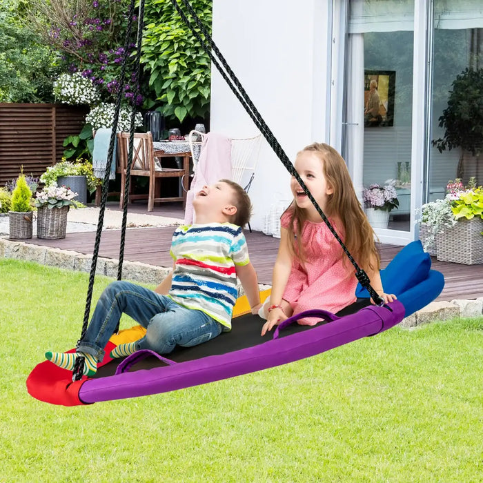 Saucer Swing Net Colourful Galvanised Steel Frame | 100cm Diameter with Pillow and Handles - Little and Giant Explorers Costway