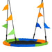 Colorful 100cm saucer tree swing with adjustable ropes and triangle flags for outdoor play