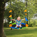 Child on colorful 100cm saucer tree swing with adjustable ropes in outdoor garden