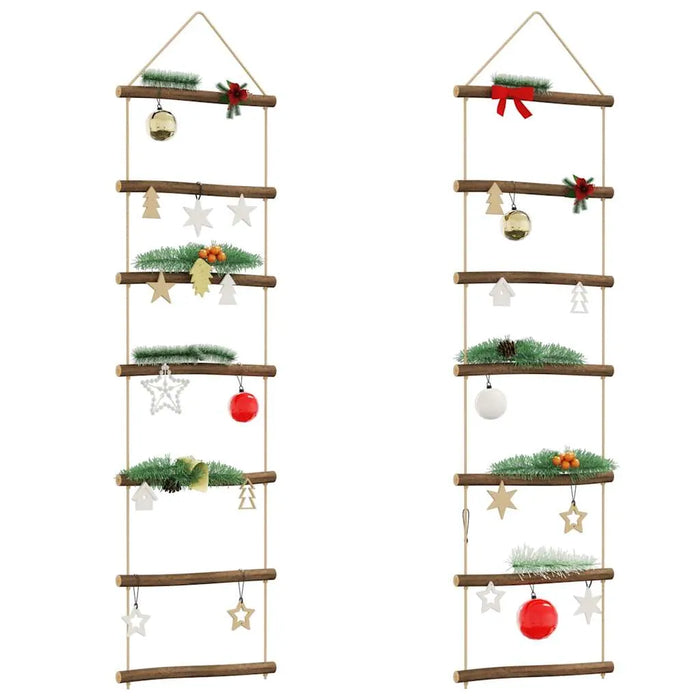 100cm Wooden Ladder-Shaped Wall Decorations (Set of 2) | Rustic Natural Branches VIDAXL - Little and Giant Explorers vidaXL