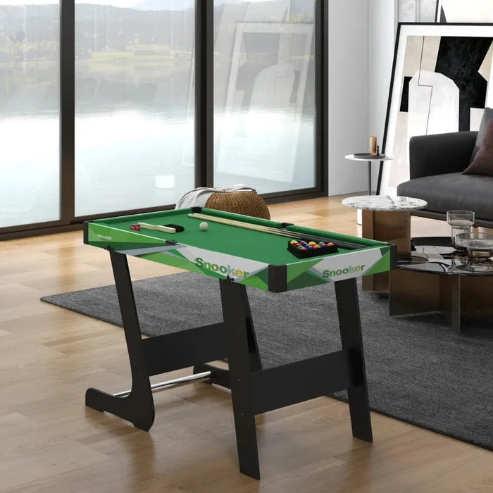 104cm Folding Mini Pool Table Set with 2 Cues, 16 Balls, Chalk, Triangle and Brush - Little and Giant Explorers SPORTNOW