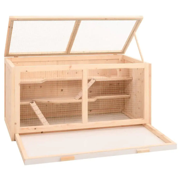 104cm Wooden Hamster Cage | Large Small Animal Enclosure - Mesh Roof and Pull-Out Tray VIDAXL - Little and Giant Explorers vidaXL