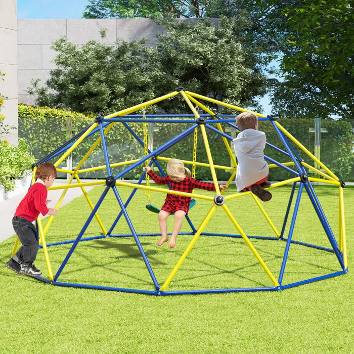 10FT Dome Climber with Swing | Ultimate Indoor/Outdoor Playground (Blue Edition) - Little and Giant Explorers Costway