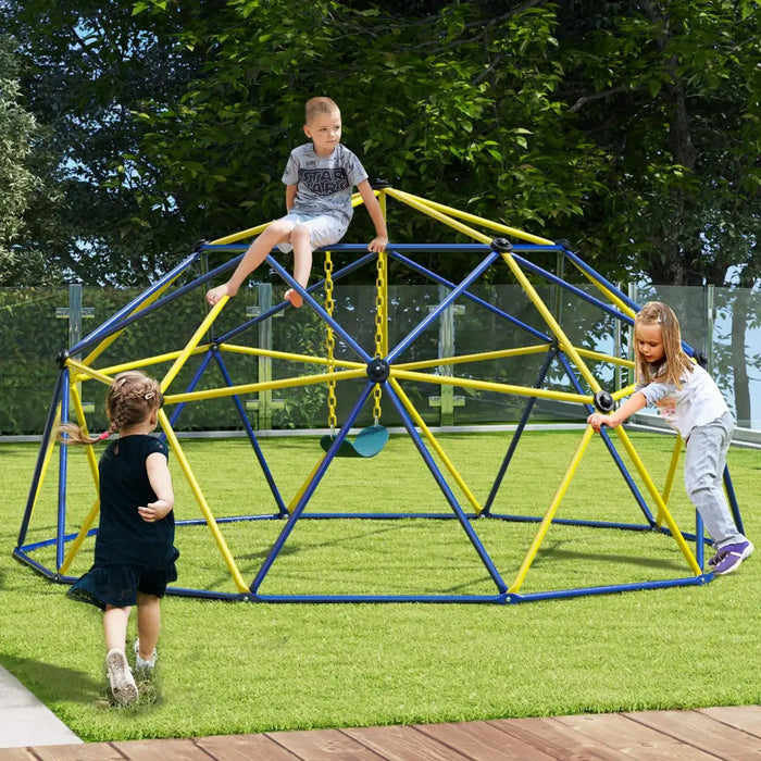 10FT Dome Climber with Swing | Ultimate Indoor/Outdoor Playground (Blue Edition) - Little and Giant Explorers Costway