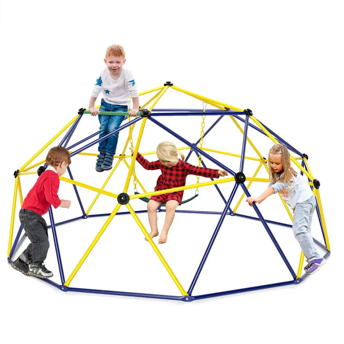 10FT Dome Climber with Swing | Ultimate Indoor/Outdoor Playground (Blue Edition) - Little and Giant Explorers Costway