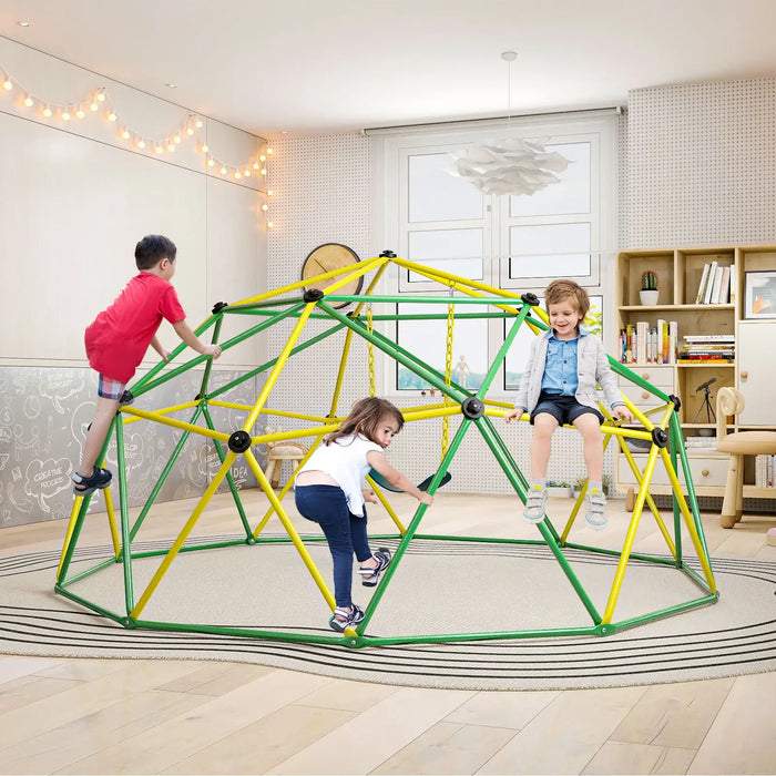 10FT Dome Climber with Swing | Ultimate Indoor/Outdoor Playground (Green Edition) - Little and Giant Explorers Costway