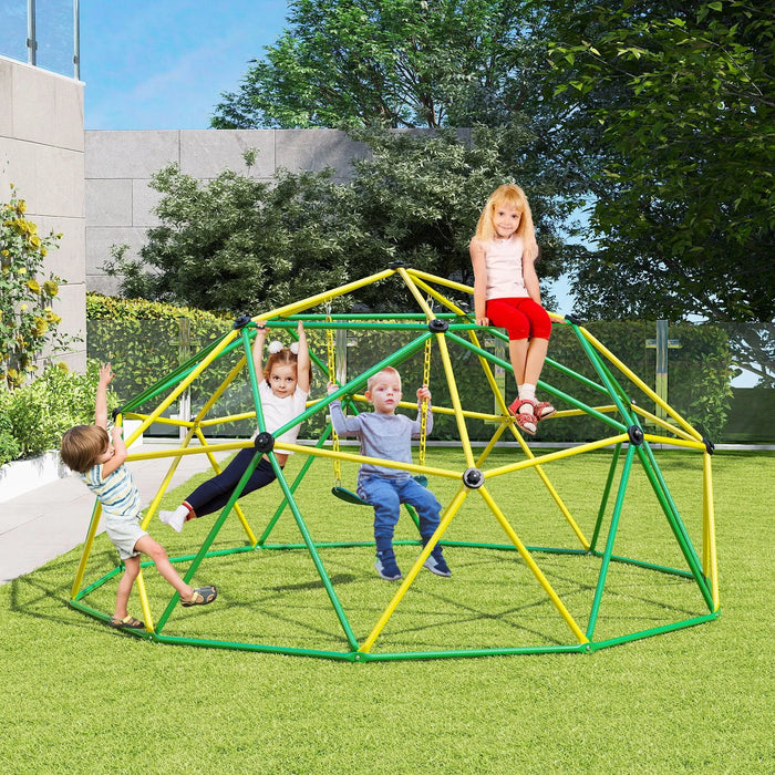 10FT Dome Climber with Swing | Ultimate Indoor/Outdoor Playground (Green Edition) - Little and Giant Explorers Costway