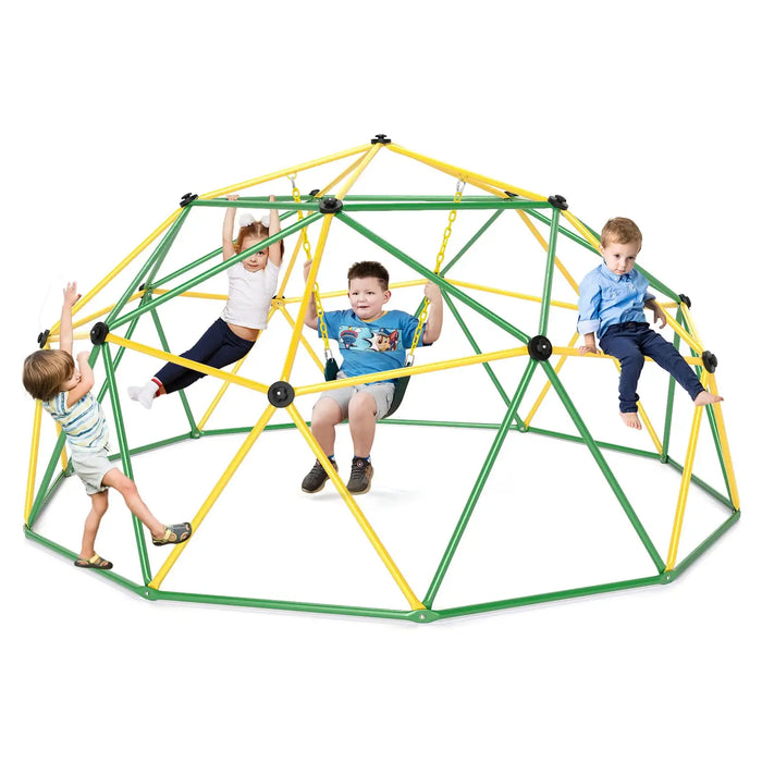 10FT Dome Climber with Swing | Ultimate Indoor/Outdoor Playground (Green Edition) - Little and Giant Explorers Costway