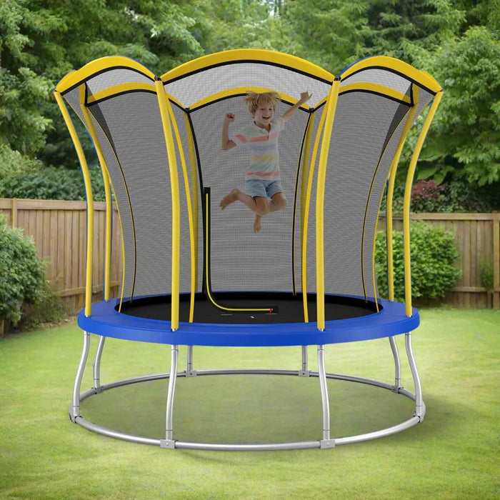 10FT Flower Shaped Trampoline with Galvanised Steel Frame in Yellow - Little and Giant Explorers Costway