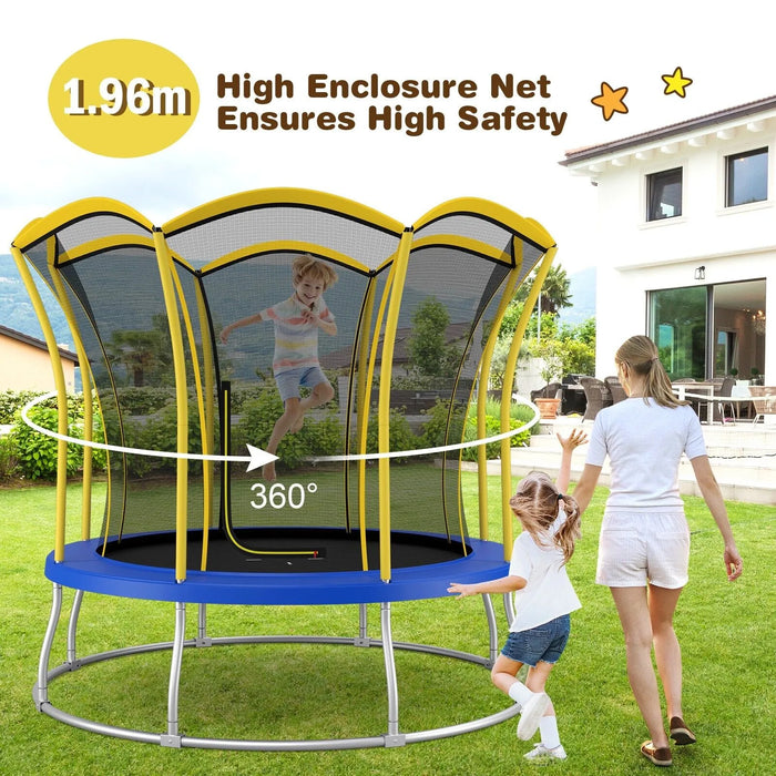 10FT Flower Shaped Trampoline with Galvanised Steel Frame in Yellow - Little and Giant Explorers Costway