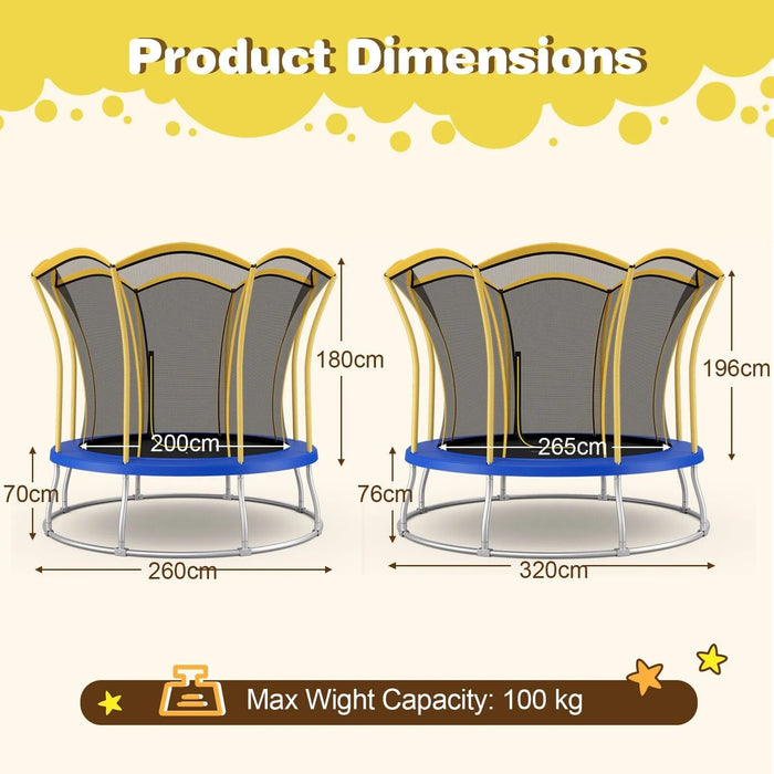 10FT Flower Shaped Trampoline with Galvanised Steel Frame in Yellow - Little and Giant Explorers Costway