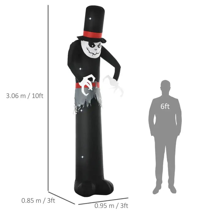 10ft Inflatable Halloween Skinny Ghost - LED Lights | Weather-Resistant Polyester OUTSUNNY - Little and Giant Explorers Outsunny