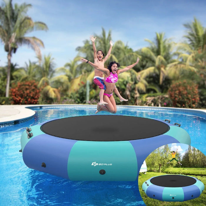 10FT Inflatable Water Trampoline with Electric Inflator - Little and Giant Explorers Costway