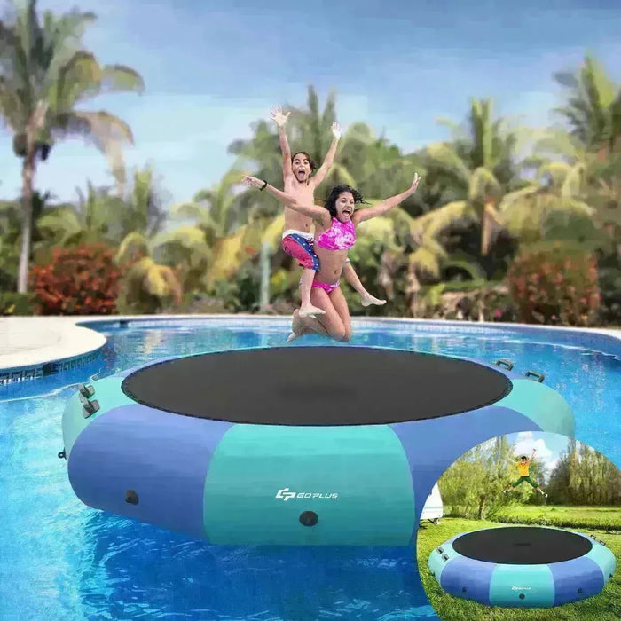 10FT Inflatable Water Trampoline with Electric Inflator - Little and Giant Explorers Costway