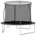 10ft round black and grey garden trampoline with safety net and ladder